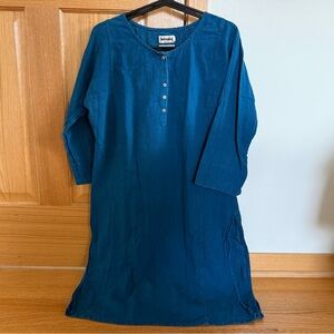 Fabindia Teal Button-Front Kurta
